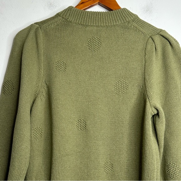 Madewell Dotted Eaton Puff-Sleeve Pullover Sweater in Cotton-Merino Yarn Size S - Picture 9 of 14